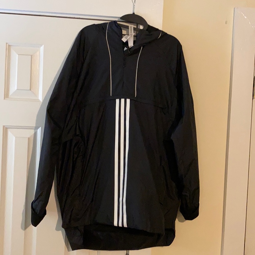 Black, L, windbreaker by adidas